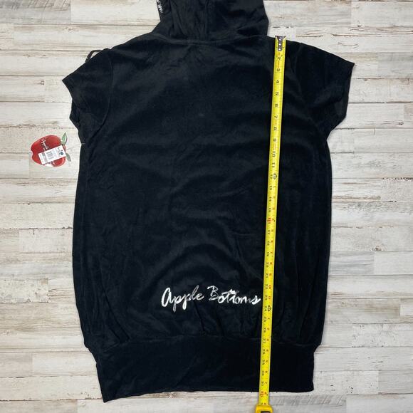 Apple Bottoms Black Silver Terry Hoodie Swim Coverup   SZ XL C101637 - Picture 9 of 9